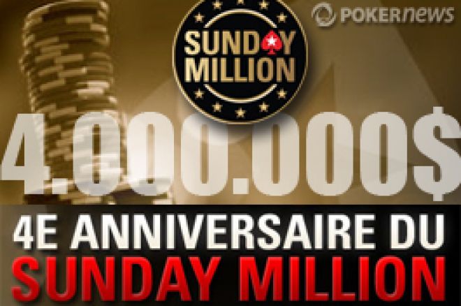 PokerStars Sunday Million : prizepool record de $4 millions dimanche 21 février à 22H30 (CET).