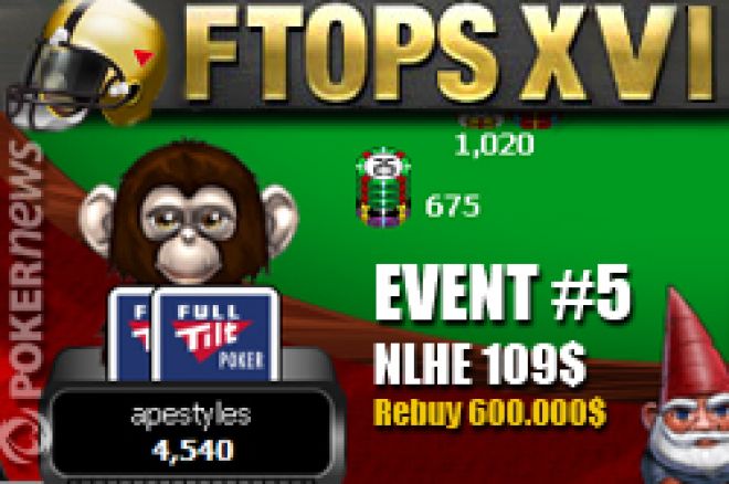 Full Tilt Online Poker Series FTOPS XVI : Samedi 24 avril, Jon 'apestyles' a remporté l'Event #5 NLHE à 109$+R (600.000$ garanti