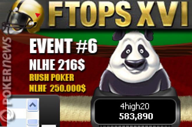 Full Tilt Online Poker Series FTOPS XVI : dimanche 25 avril, l'Italien "4high 20" remporte l'Event#6