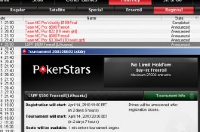 Šiandien PokerStars kambaryje $500 vertės nemokamas turnyras su papildomais prizais TIK... 0001 Šiandien PokerStars kambaryje $500 vertės nemokamas turnyras su papildomais prizais TIK... 0001