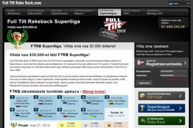 Kindlusta pääse FullTiltRakeback Superliiga finaalturniirile: $500 added iga mängija... 0001 Kindlusta pääse FullTiltRakeback Superliiga finaalturniirile: $500 added iga mängija... 0001