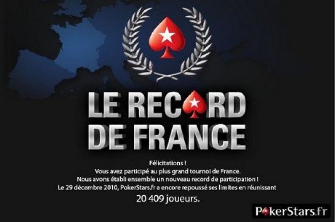 PokerStars.fr - Tournoi Record de France : Buy-in 1€, 20.409€ garantis (28 déc à 20h)