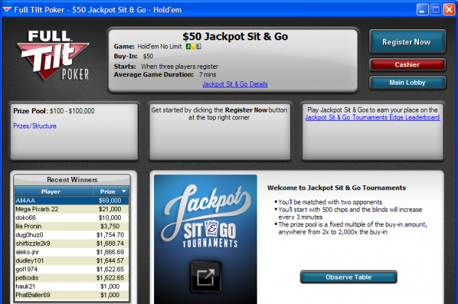 full tilt poker jackpot odds