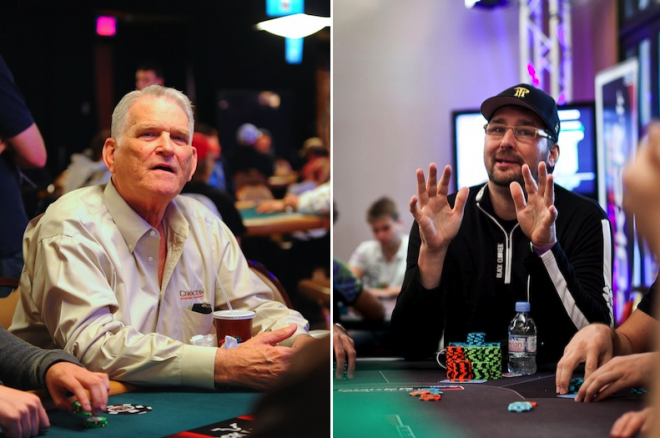 TJ Cloutier (left), Phil Hellmuth (right)