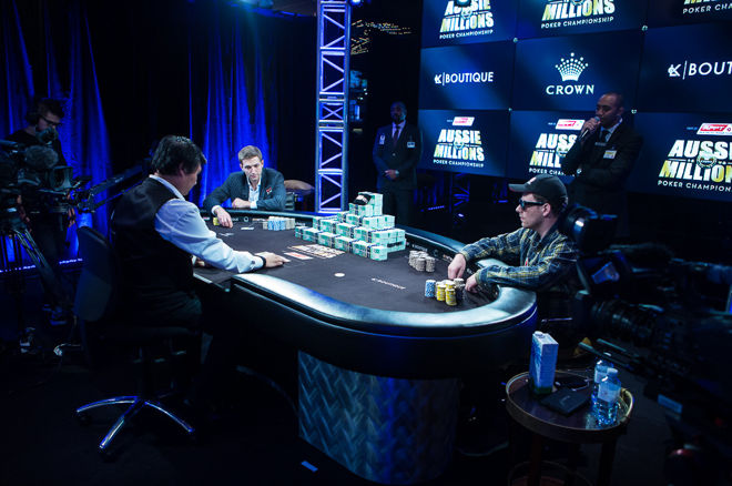 Tony Dunst and Ari Engel, heads-up for the 2016 Aussie Millions Main Event
