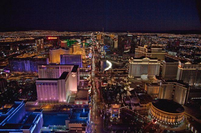 Night aerial view, Las Vegas Strip