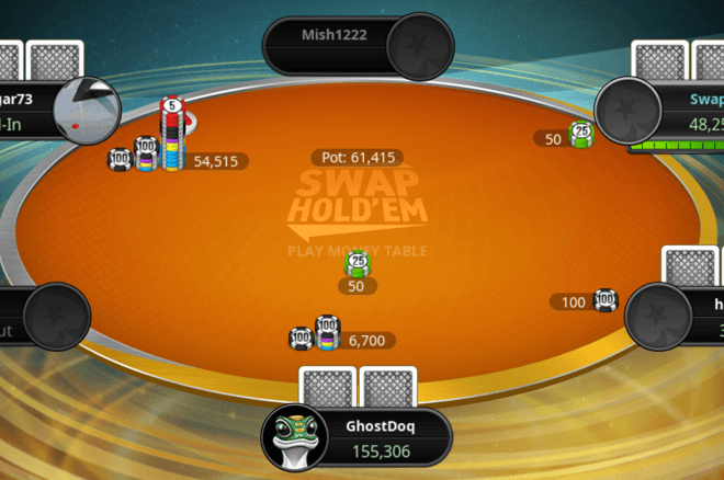 Swap hold'em allows players to switch out their hole cards.