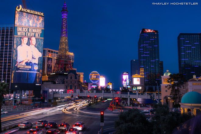 The Horseshoe Casino and Hotel at Night, Las Vegas, NV Editorial