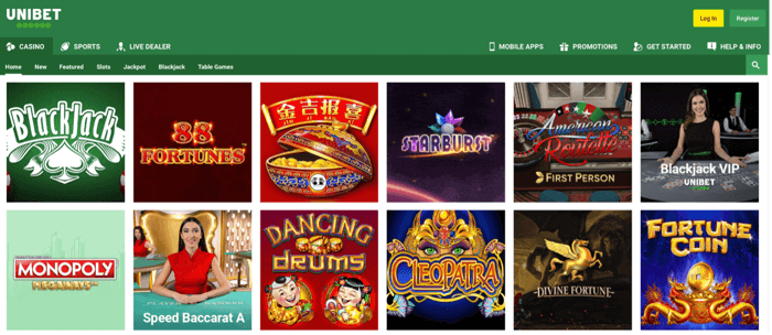 Unibet Casino Ontario games lobby