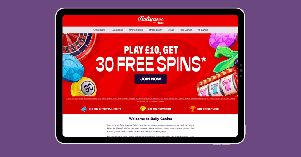 The Bally Casino UK desktop site is clean, accessible and scores highly for usability.