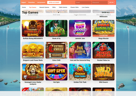 Choose what games fits you best at Leo Vegas Casino game section