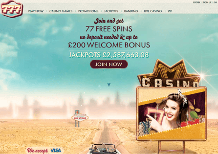 You are greeted with a promising offer at the 777Casino homepage