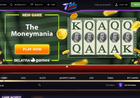 The 7Bit Casino homepage lists casino games by category for easy access