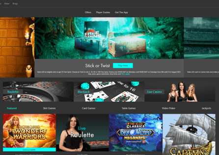 You can pick a game right at the Bet365 Casino homepage
