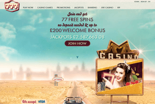 You are greeted with a promising offer at the 777Casino homepage