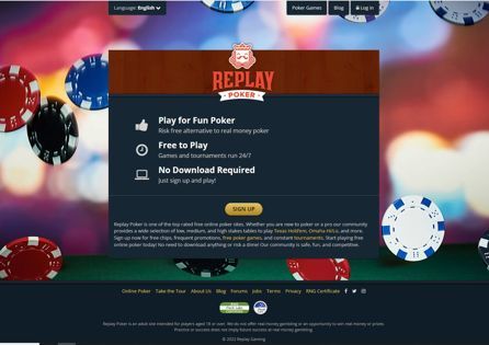 This is Replay Poker landing page