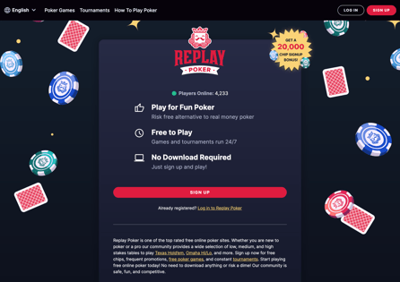 This is Replay Poker homepage