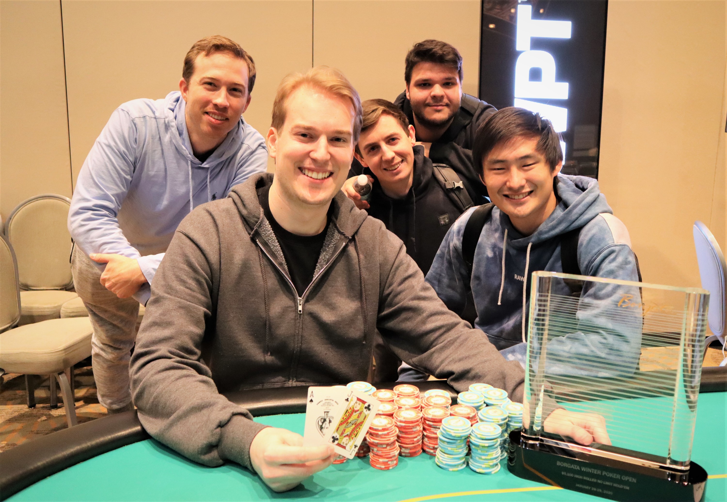 Brett Apter, Brock Wilson, Michael Rossito, Stephen Song Celebrate with Jonathan Dokler