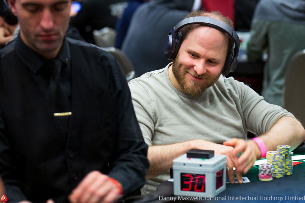 Sam Greenwood bagged the second largest stack on Day 1