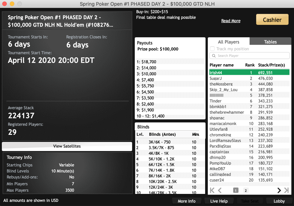 Borgata Spring Poker Open Online Series Phased Day 1a