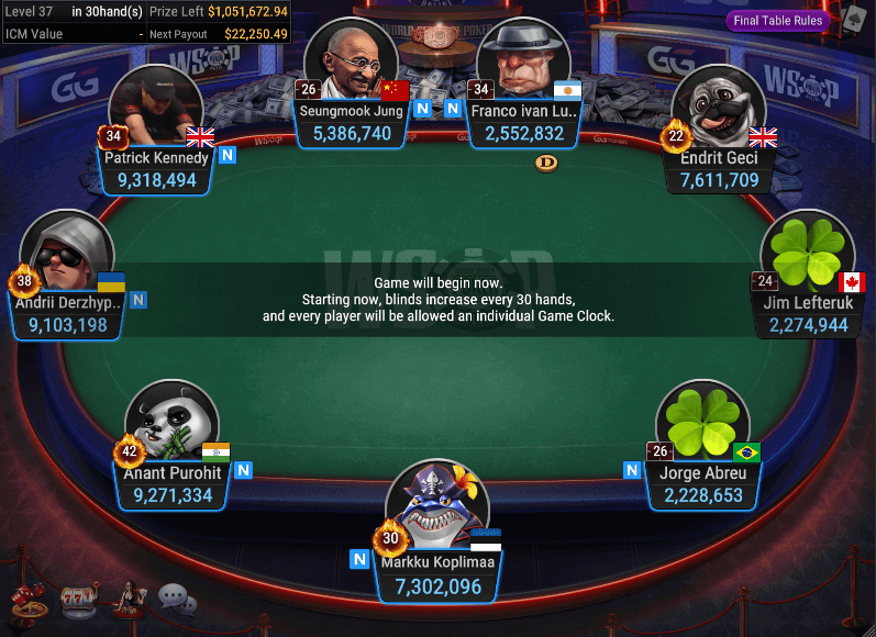 Event #73 Final Table
