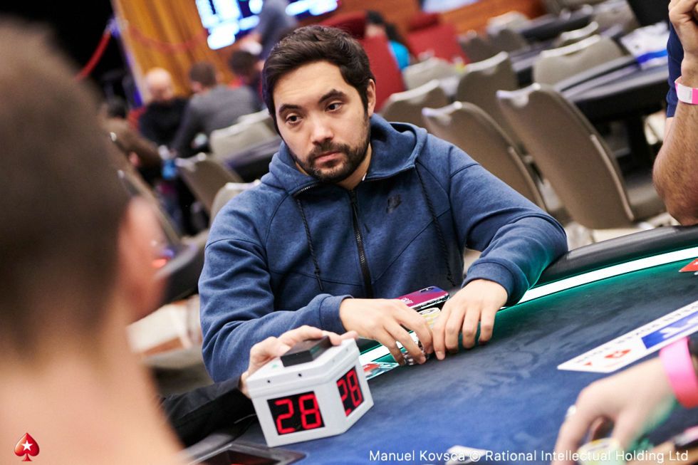 Timothy Adams second in chips after Day 1