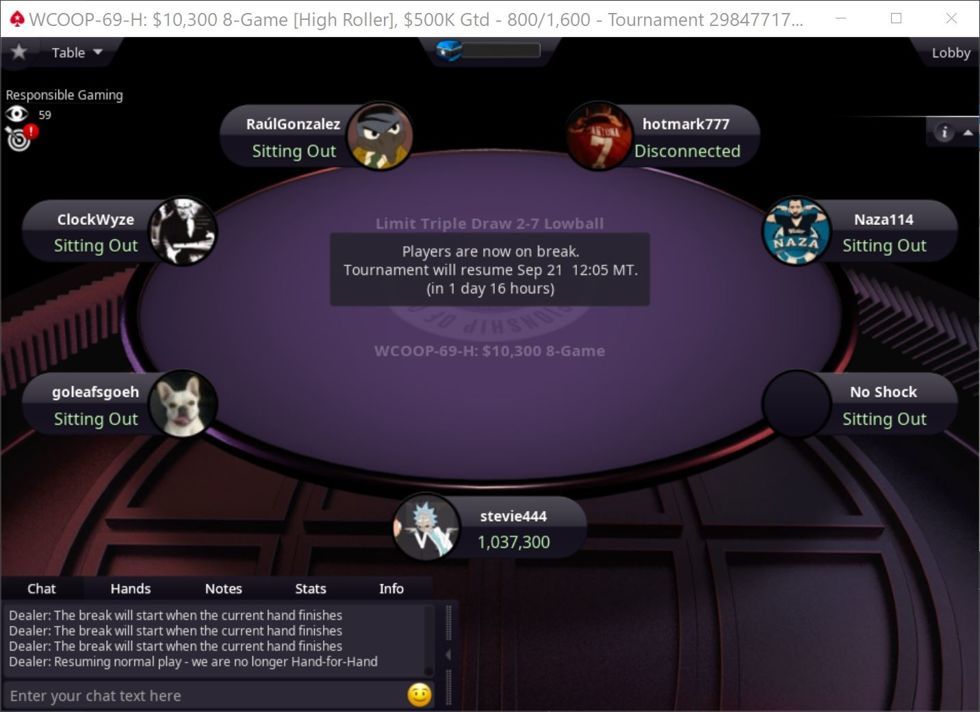 WCOOP-69-H: $10,300 8-Game [High Roller] Final Table