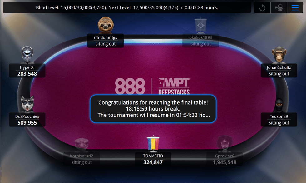 Final Table for WPTDS #1 - $200,000 Opening Event