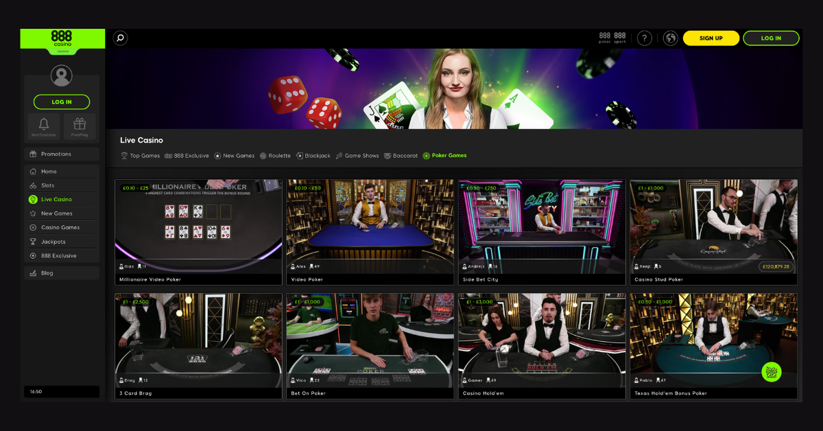 888casino Live Dealer Poker