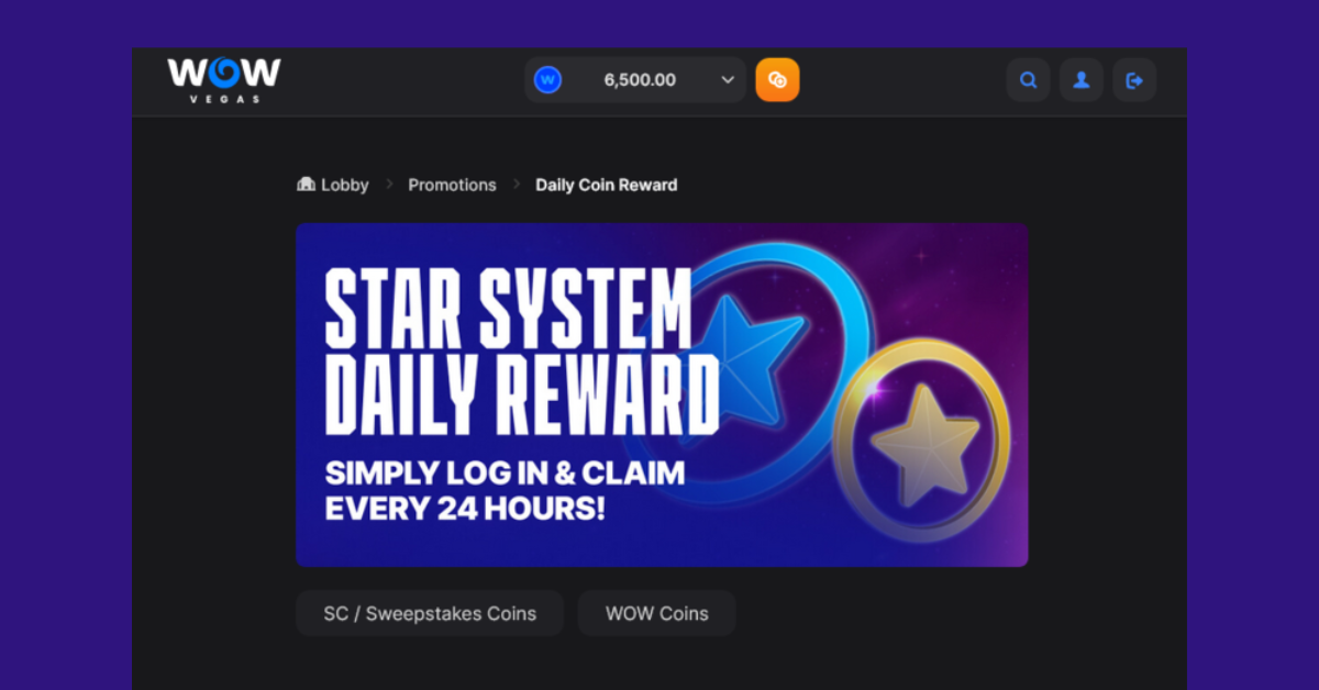 WOW Vegas Star System Rewards