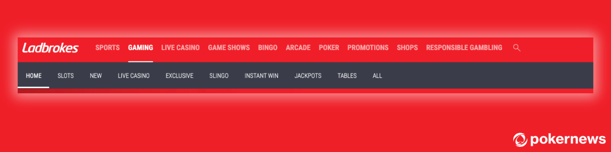 Ladbrokes Casino Menu