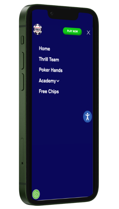 The WSOP Social App Mobile Menu