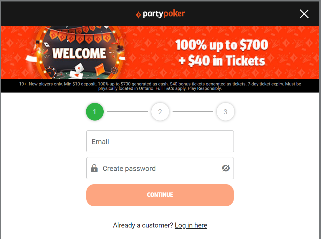 PartyPoker Ontario registration