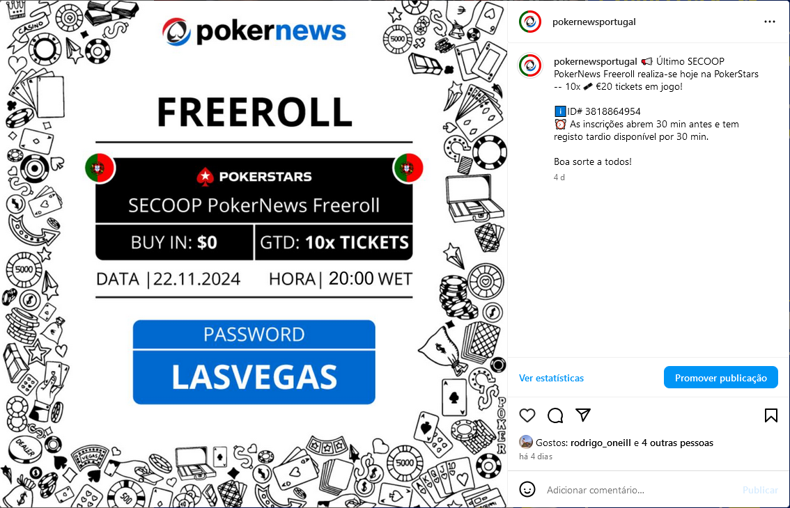 Freerolls PokerNews na PokerStars Portugal