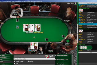 The flop is face up on the PAF poker table.