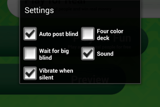 This PAF Poker mobile settings