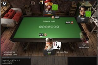 Poker players place their bet on the Unibet Poker Mobile table.