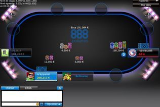 Poker players make their bets on the 888poker.es poker table. 