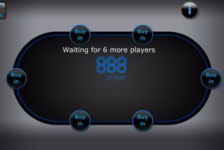 The black poker table appears on the 888poker.es app.