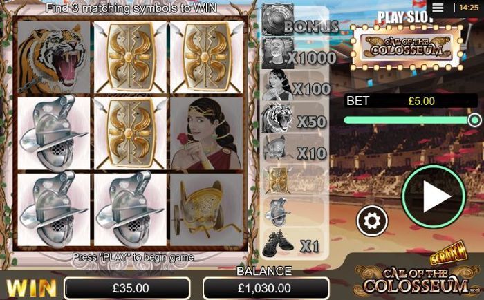 call of the coliseum scratch card online