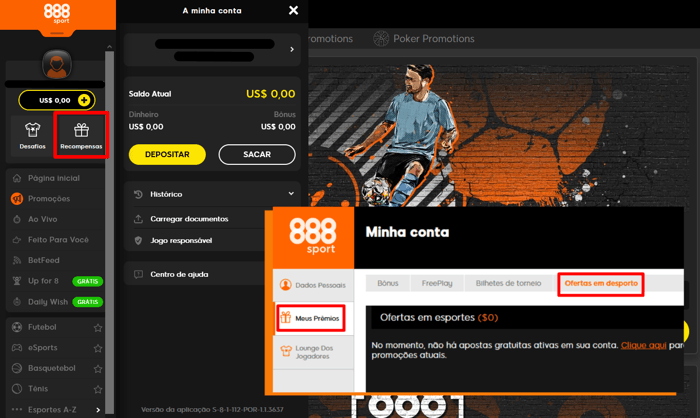 Ofertas de Apostas Grátis na 888sport Brasil