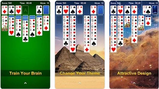 Diagrams or illustrations demonstrating Solitaire gameplay