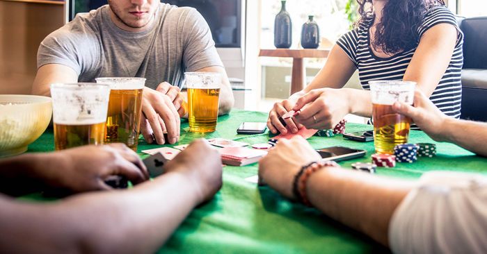 Drinks on a poker table