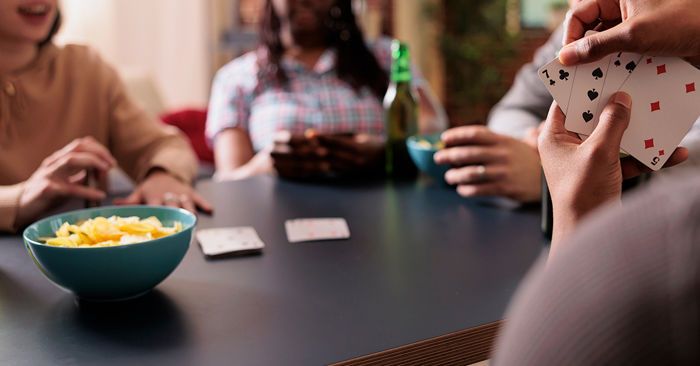 Snacks on a poker table