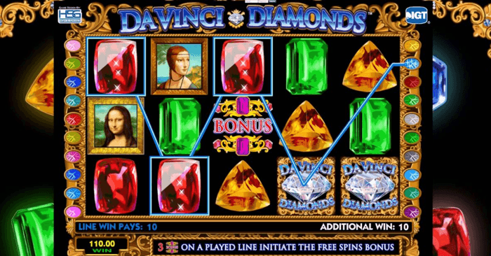 Da Vinci Diamonds slot features