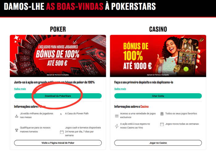 Fazer download da PokerStars Portugal